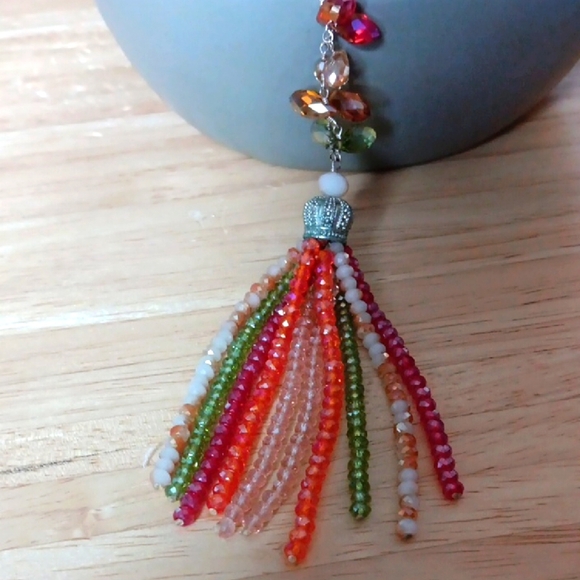 Sparkle Tassel Necklace Bold Colors - Picture 1 of 9